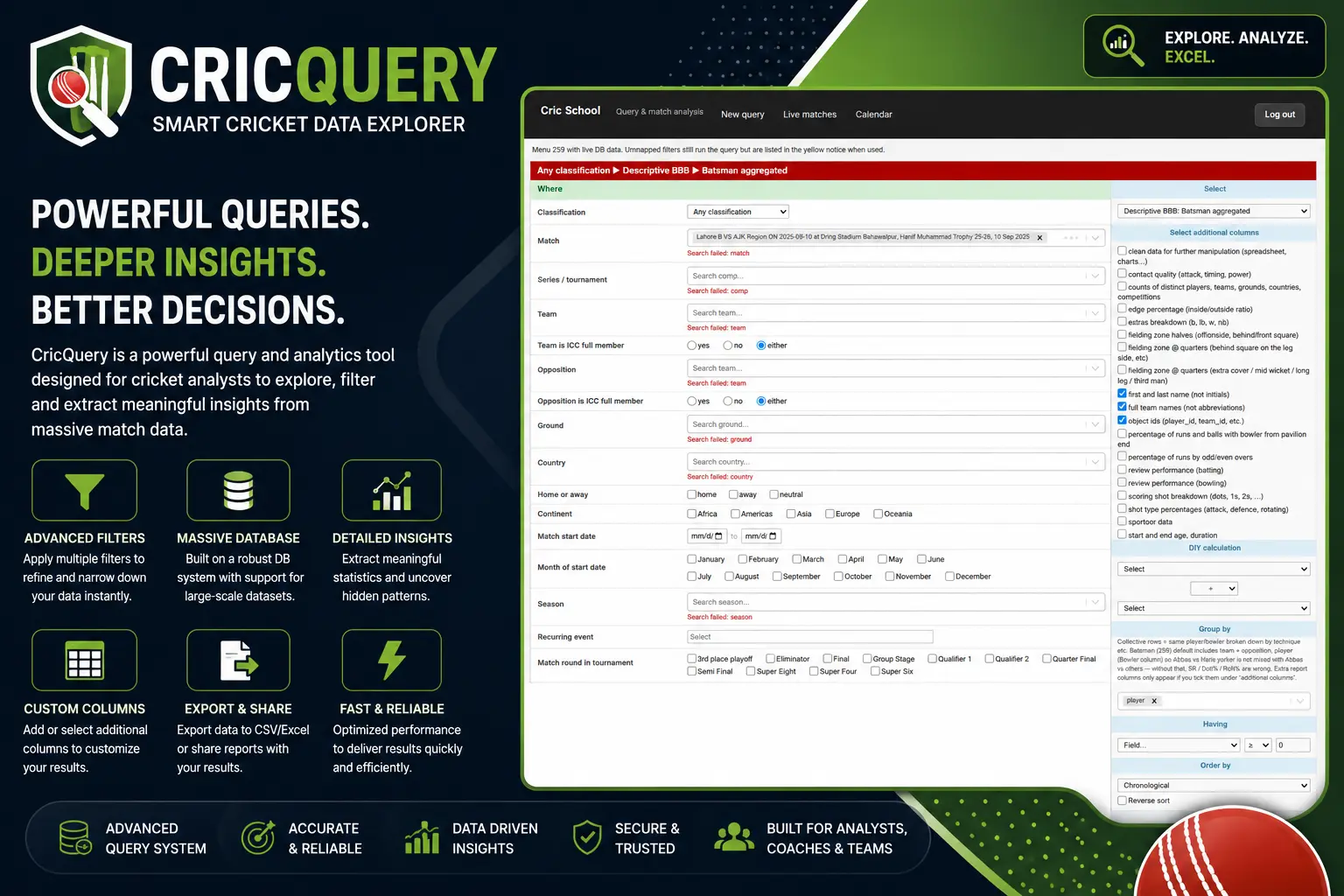 CricQuery: Smart Cricket Data Query & Analytics Platform